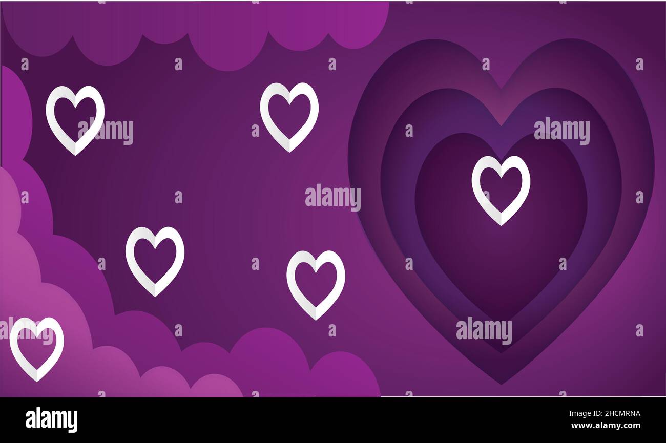 divers coeur de valentin sur fond abstrait nuageux Illustration de Vecteur