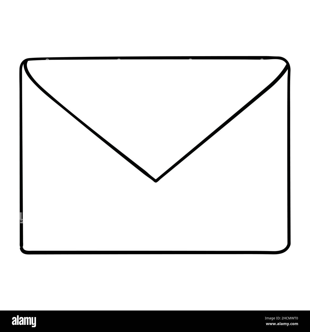 illustration et vecteur de dessin animé d'enveloppe, noir et blanc, dessiné  à la main, style d'esquisse, isolé sur un arrière-plan blanc Image  Vectorielle Stock - Alamy