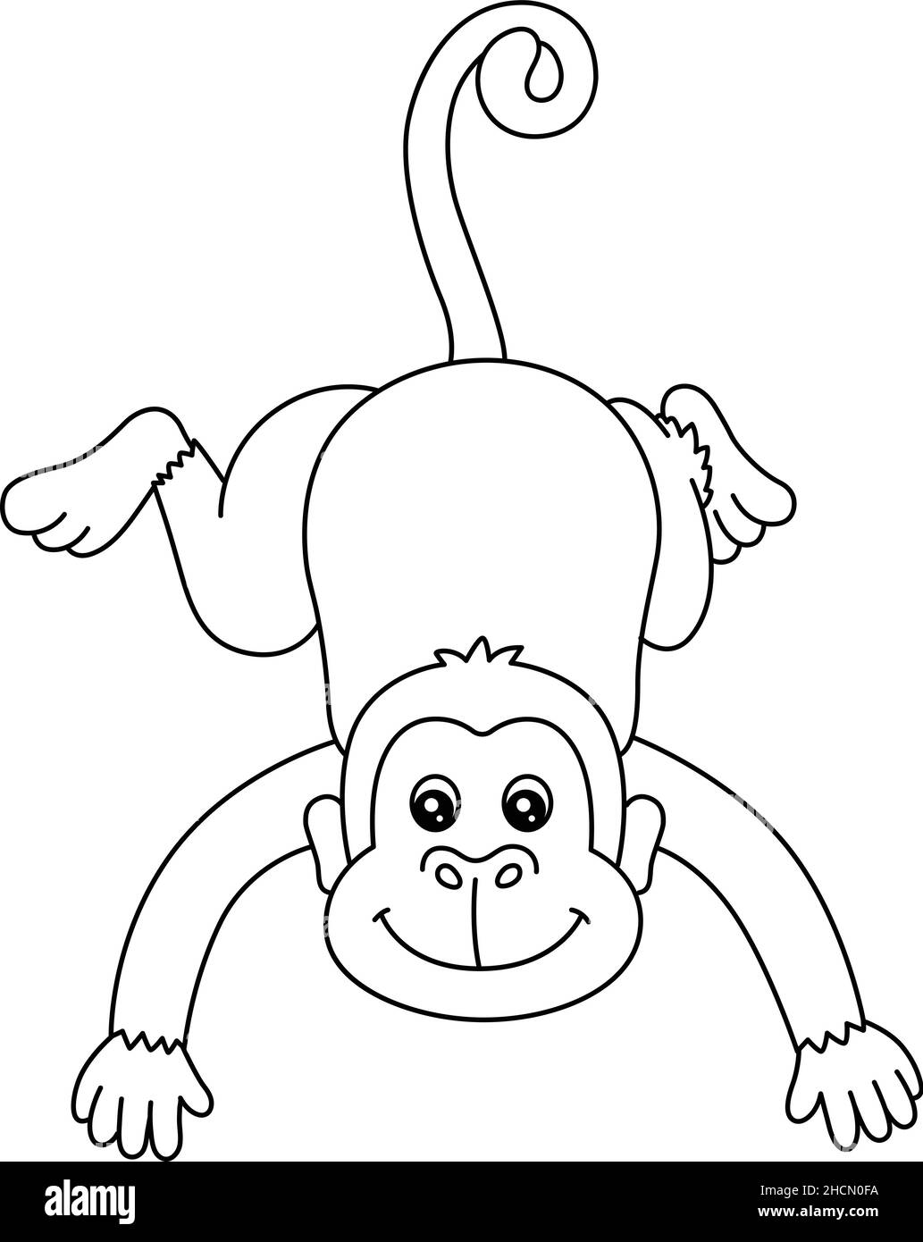 Monkey coloriage page isolé pour les enfants Illustration de Vecteur