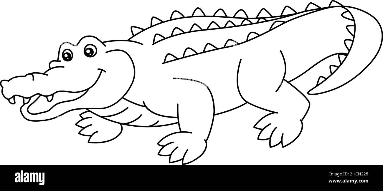 Page de coloration de crocodile isolée pour les enfants Illustration de Vecteur