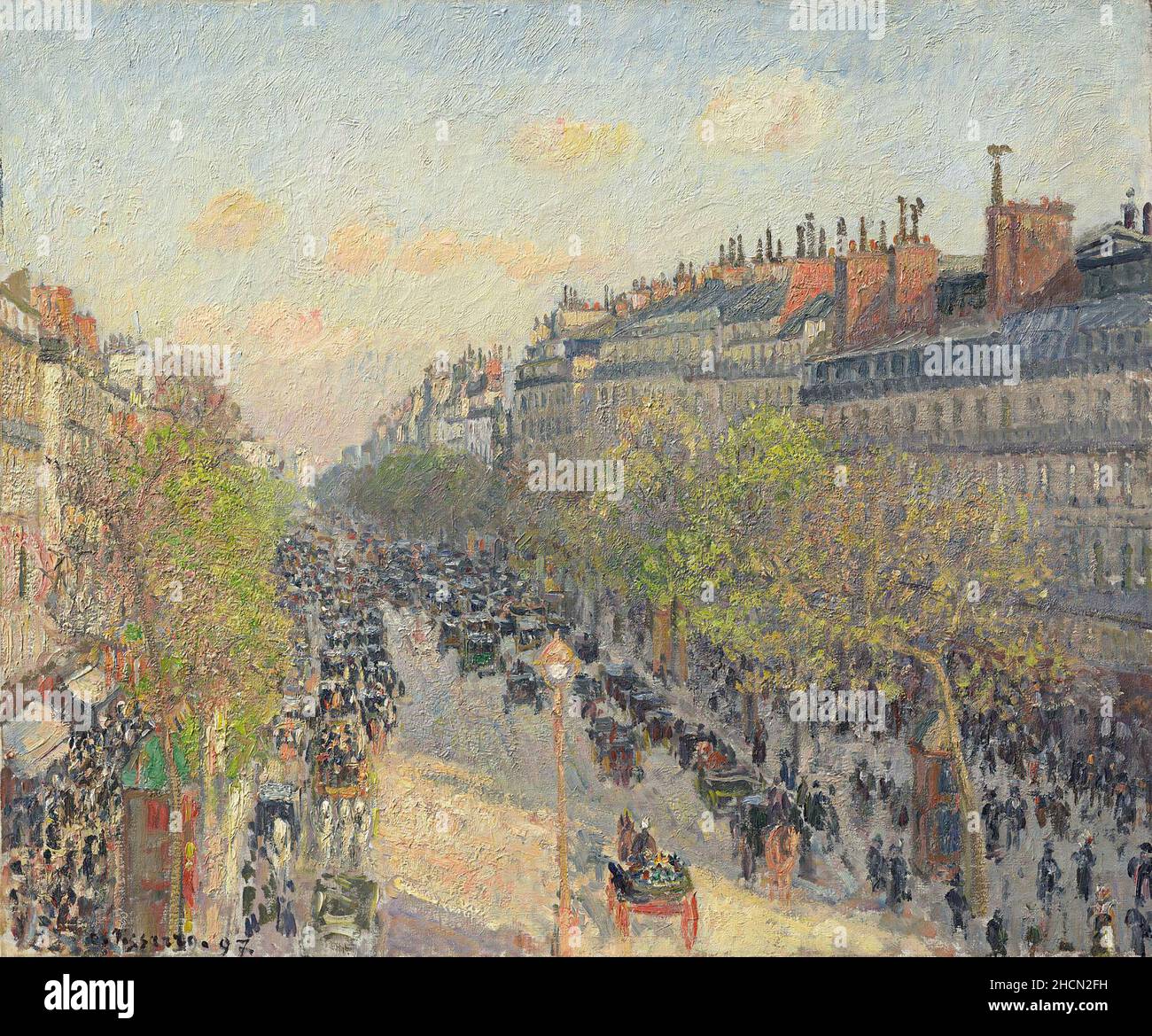 Boulevard Montmartre, crépuscule par le peintre impressionniste/post-impressionniste français Camille Pisarro Banque D'Images