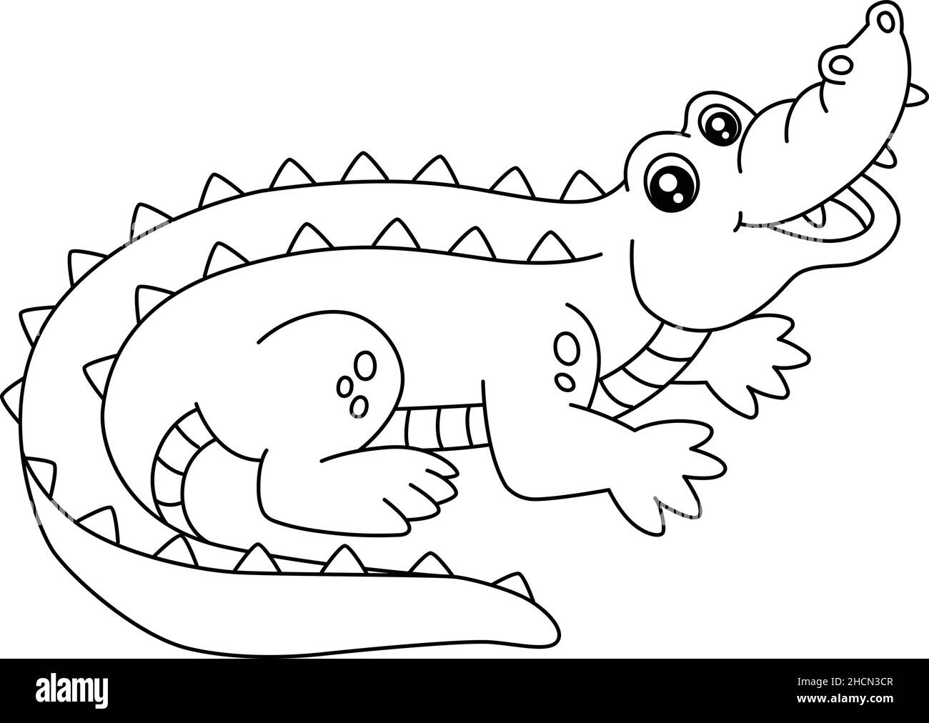 Page de coloration de crocodile isolée pour les enfants Illustration de Vecteur