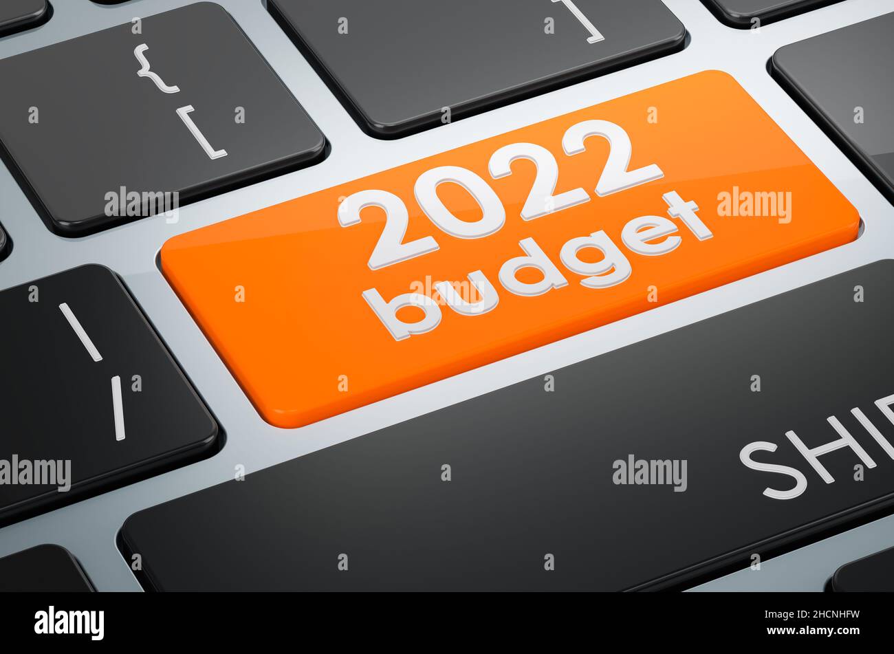 2022 bouton budget sur le clavier, 3D rendu Banque D'Images