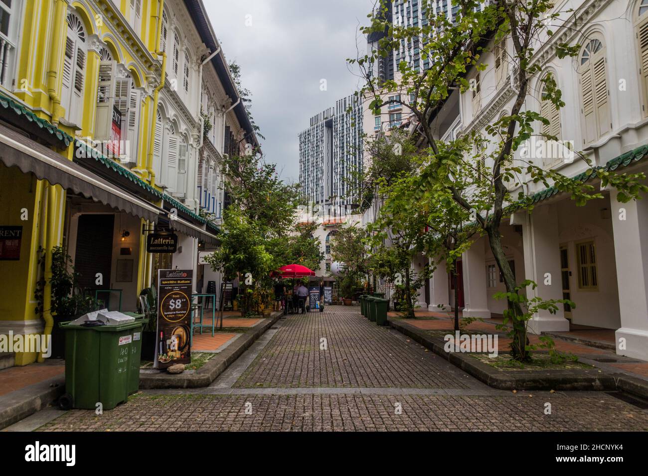 SINGAPOUR, SINGAPOUR - 12 MARS 2018 : vue sur la rue Duxton Hill dans le quartier chinois de Singapour Banque D'Images