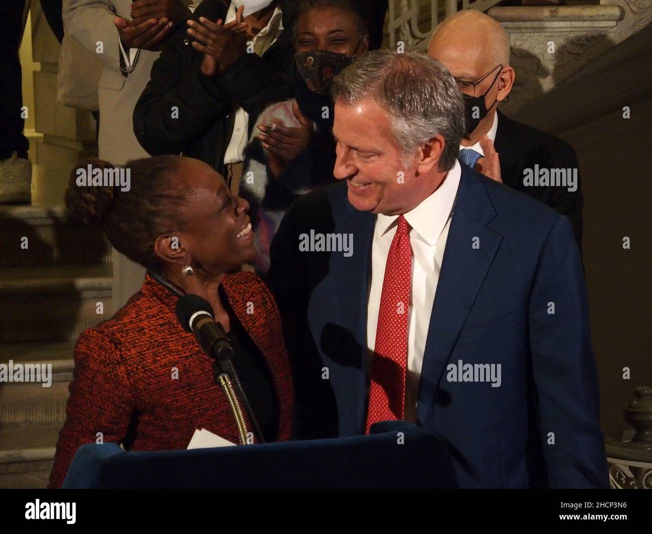 30 décembre 2021, New York, New York, États-Unis : December30,2021 le maire de New York, Bill de Blasio, et la première dame McCray commémorent leur dernière journée à l'hôtel de ville (Credit image: © Bruce Cotler/ZUMA Press Wire) Banque D'Images