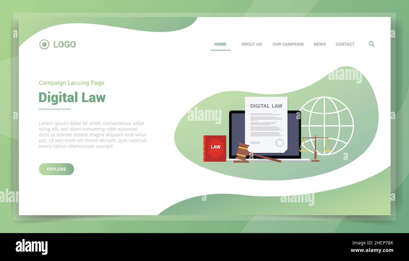 concept commercial de droit numérique pour modèle de site web page d'accueil illustration vectorielle Banque D'Images