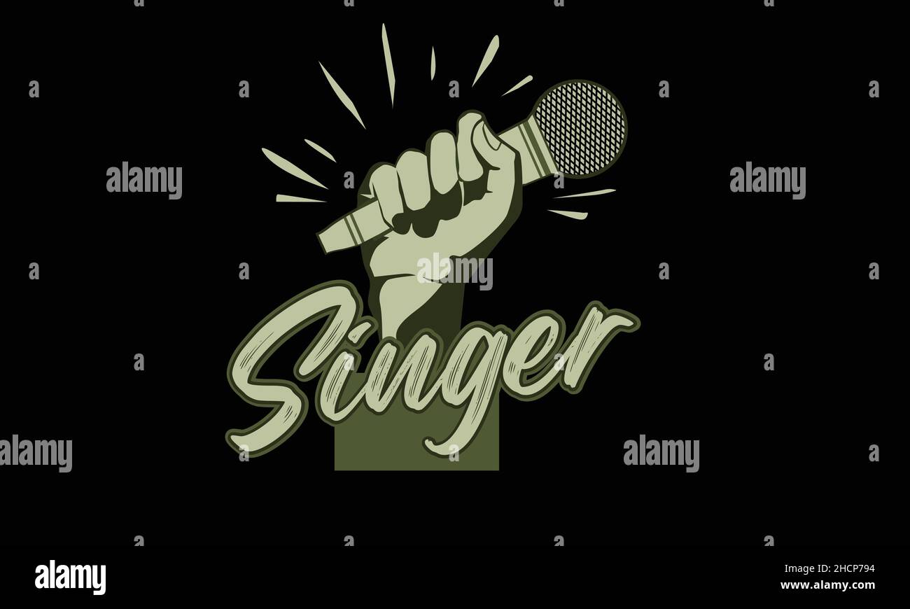 singer mic music t-shirt monogramme texte modèle vectoriel Illustration de Vecteur