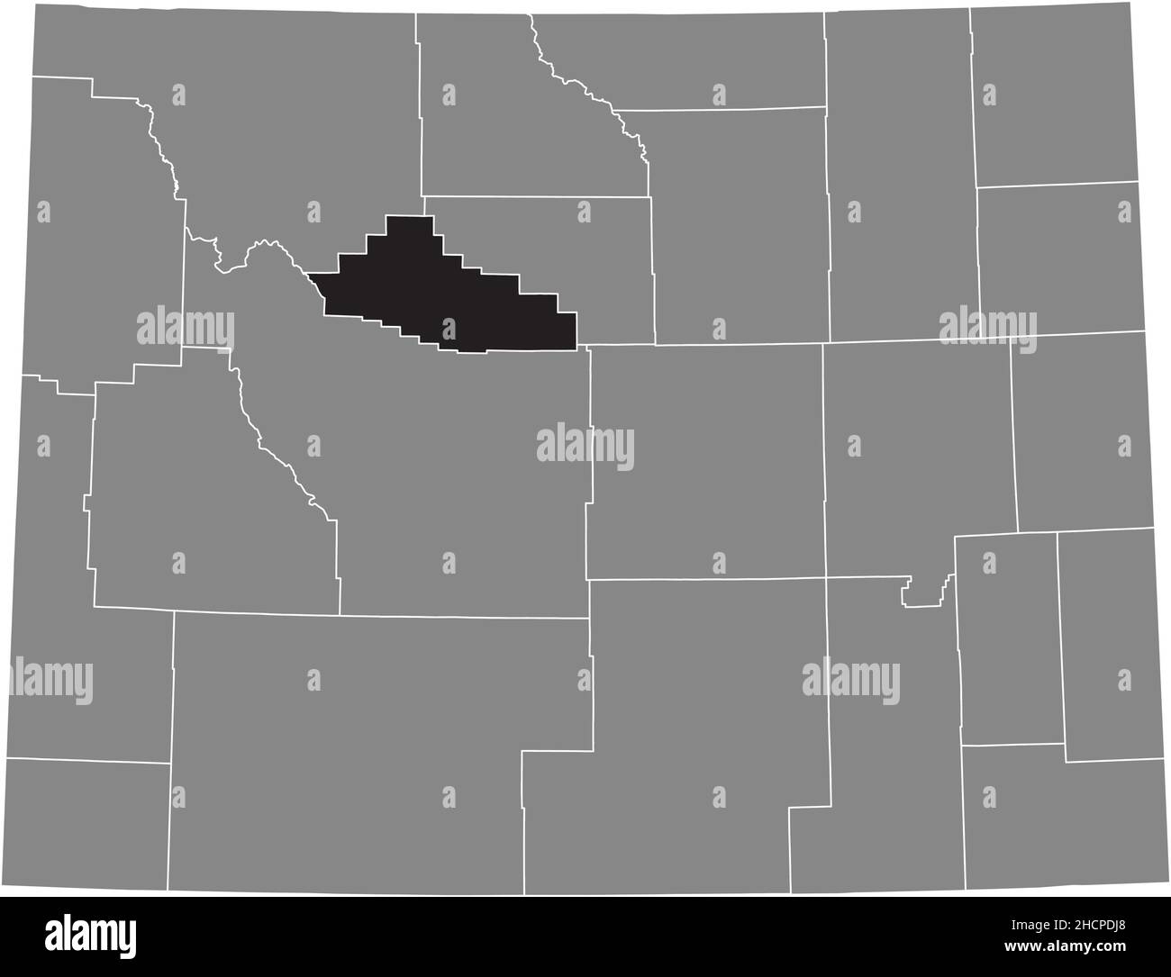 Carte d'emplacement en noir du comté de Hot Springs carte administrative en gris de l'État fédéral du Wyoming, États-Unis Illustration de Vecteur