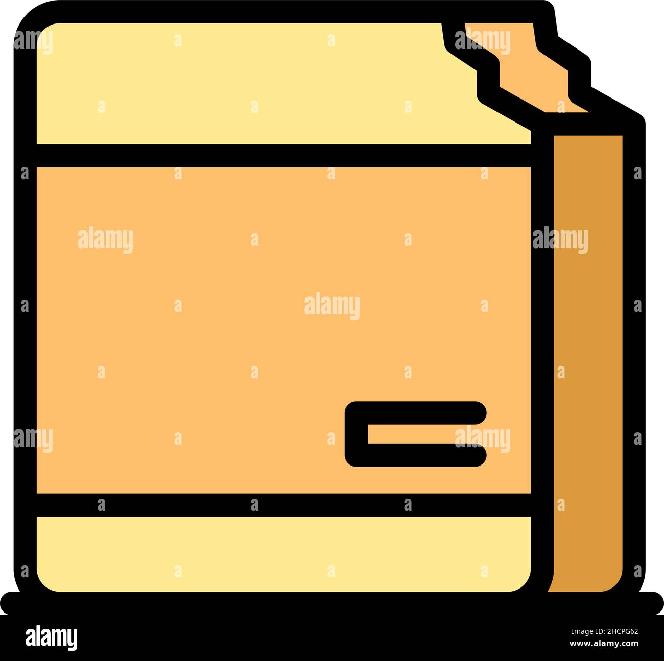 Icône de déchet de boîte de carton.Contour carton poubelle vecteur icône couleur plat isolé Illustration de Vecteur