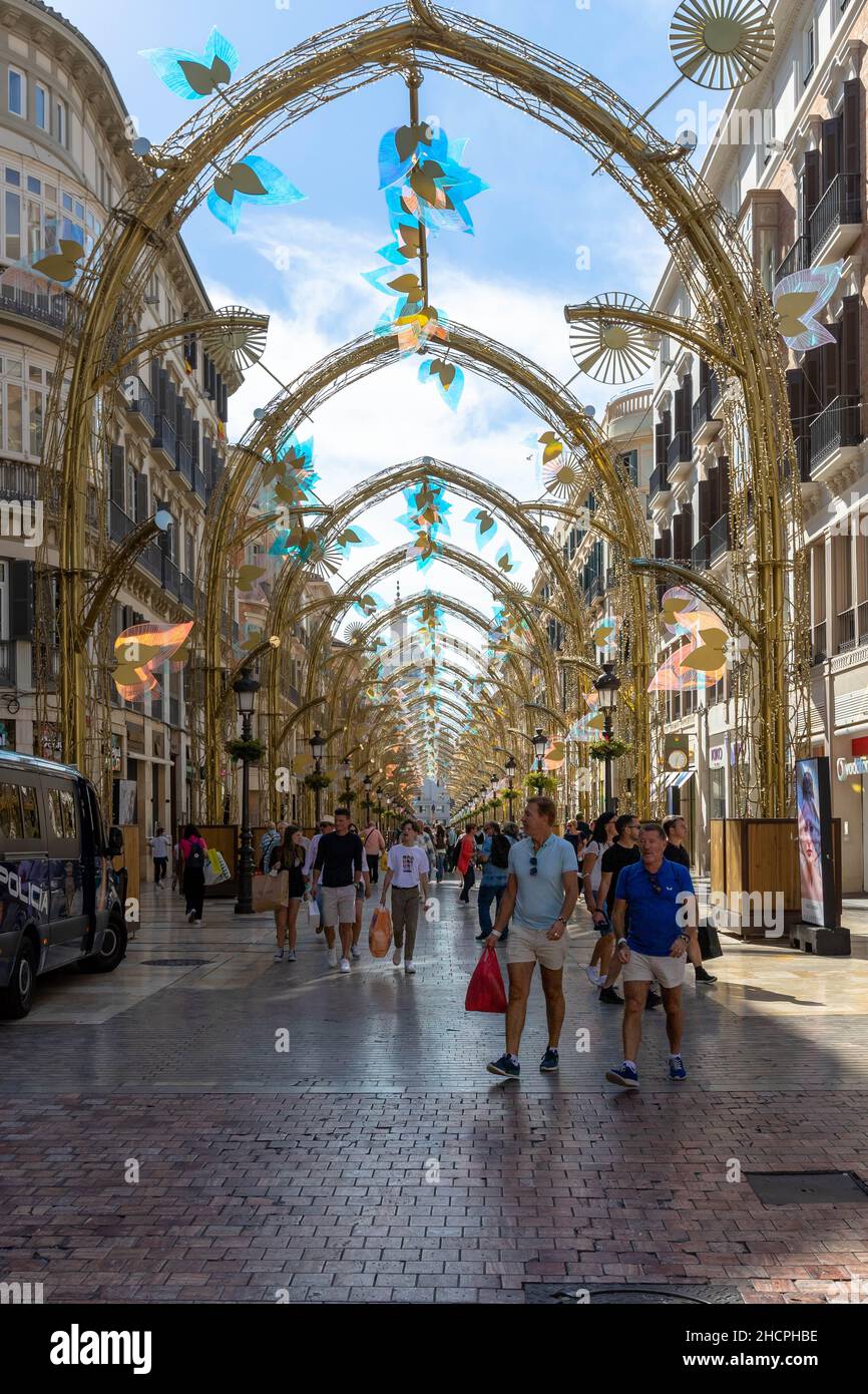 Calle marques de Larios, Malaga le plus important quartier commerçant, centre historique (vieille ville), Malaga Espagne Banque D'Images