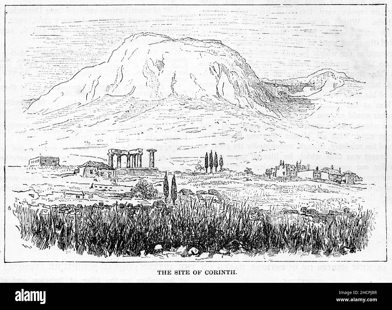 Gravure du site de Corinth en Grèce, Banque D'Images