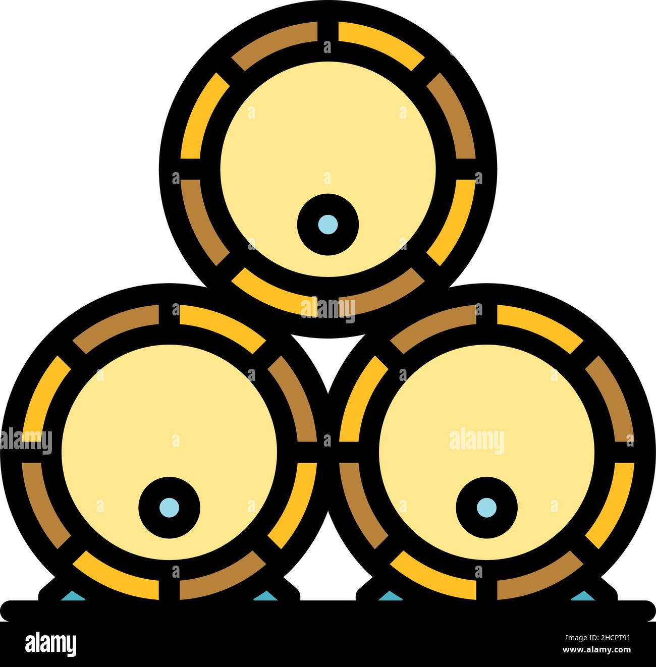 Icône de barils de dépôt Bourbon.Contour bourbon dépôt cylindres vecteur icône couleur plat isolé Illustration de Vecteur