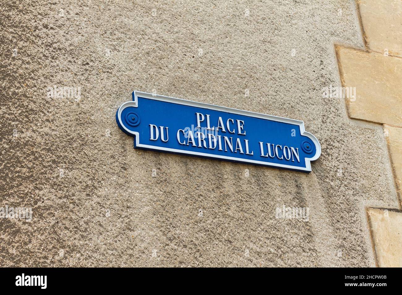 rue plaque signalétique place du cardinal lucon.Panneau Reims, France Banque D'Images