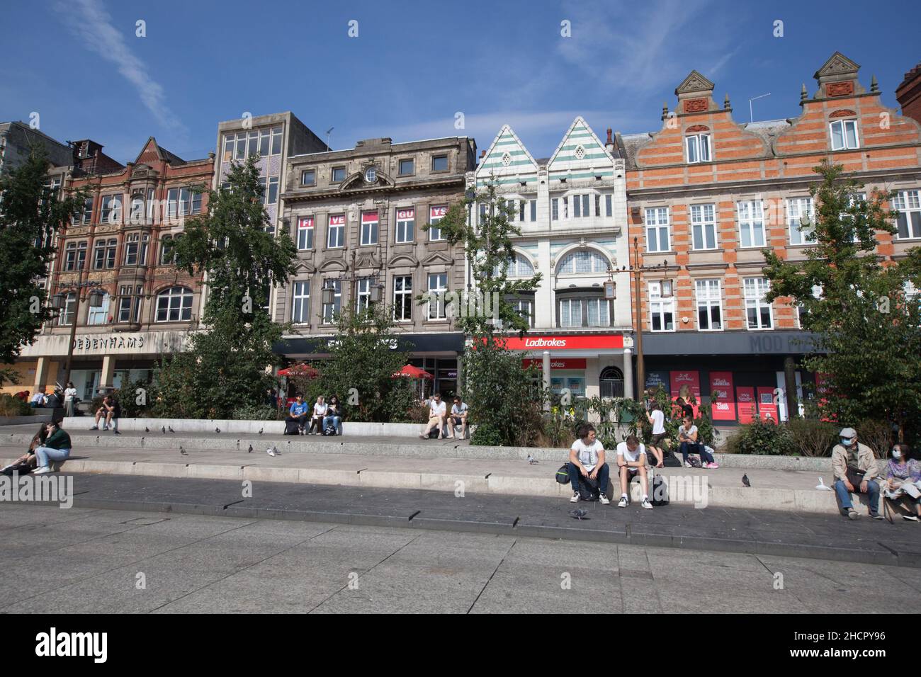 Vue sur le centre-ville de Nottingham à Old Market Square au Royaume-Uni Banque D'Images