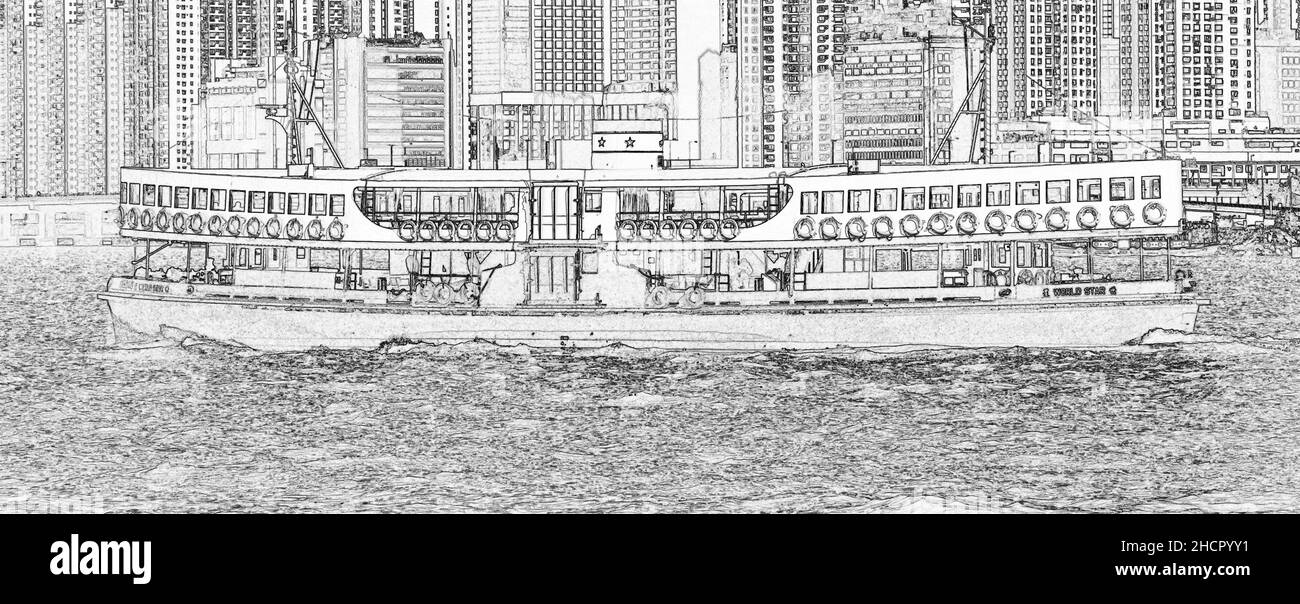 Star Ferry dans la baie de Hong Kong, Hong Kong, Chine Banque D'Images