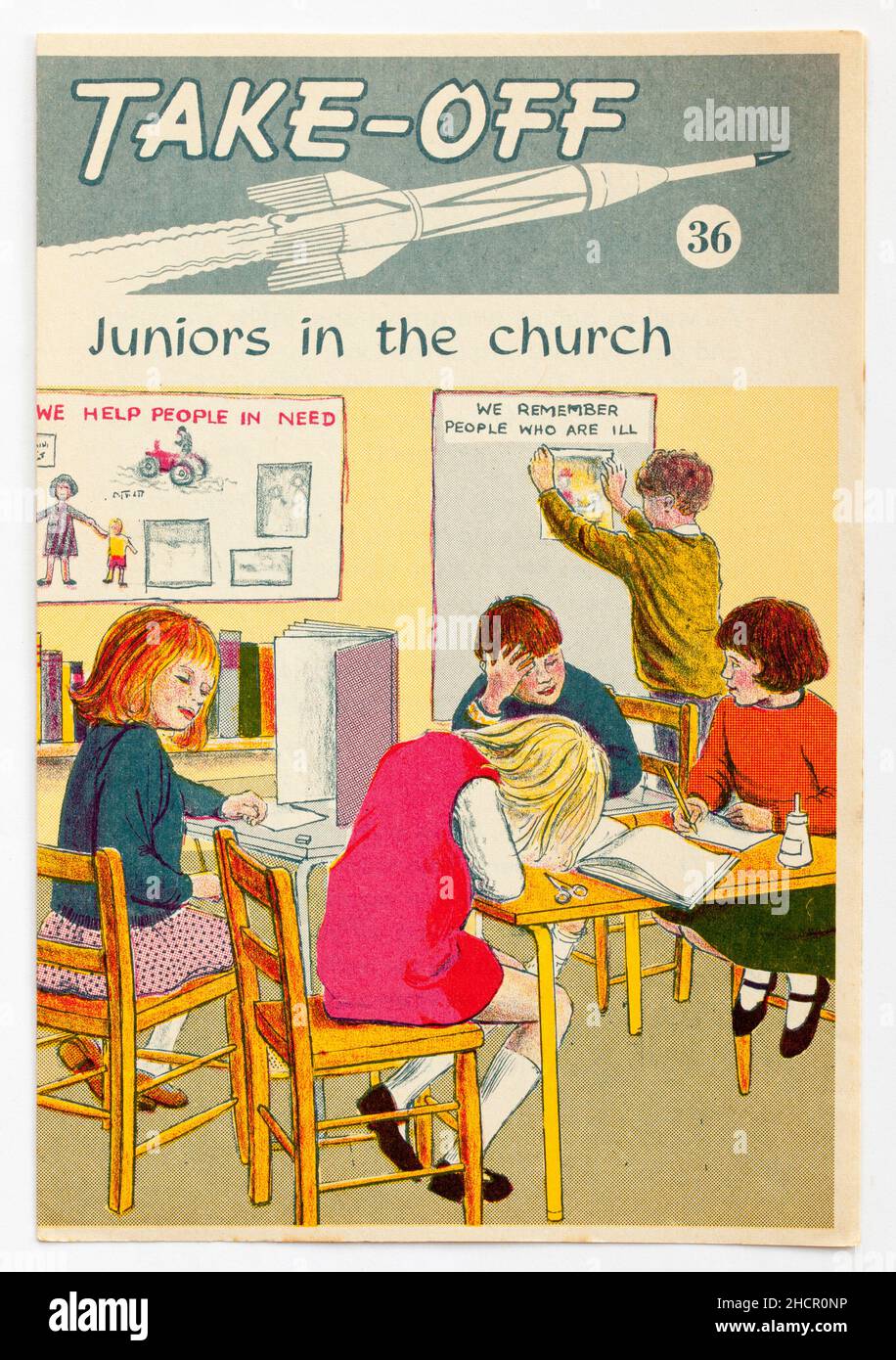 1970s Edition de Take Off une brochure religieuse publiée par le Conseil national de l'éducation chrétienne Banque D'Images