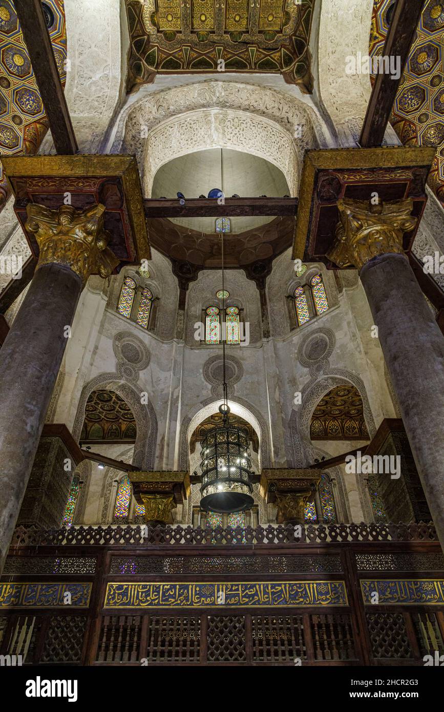 Intérieur du mausolée de Qalawun, 1283, le Caire, Egypte. Banque D'Images