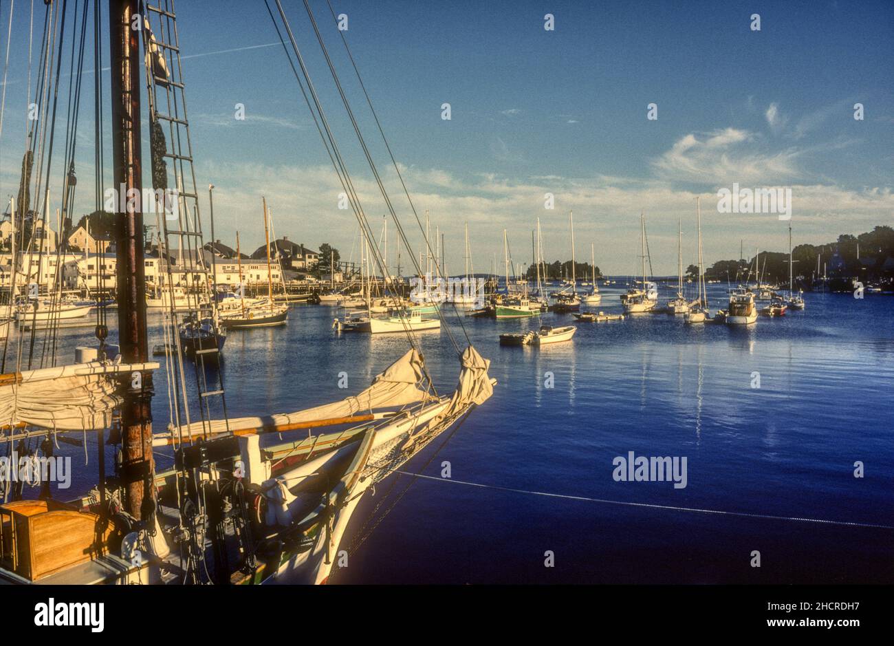 1990 image d'archive du port de Camden, Maine. Banque D'Images