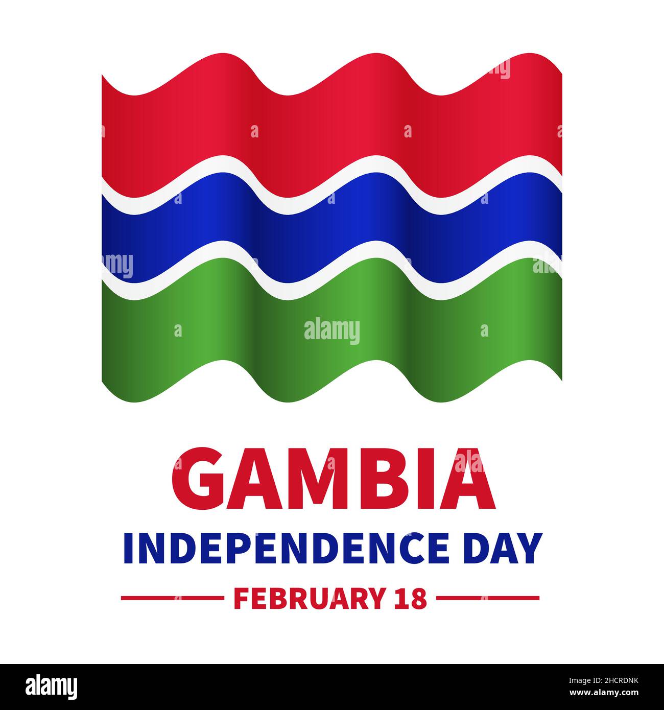 Affiche typographique du jour de l'indépendance de la Gambie.Fête nationale célébrée le 18 février.Modèle vectoriel pour bannière, carte de vœux, prospectus, etc Illustration de Vecteur