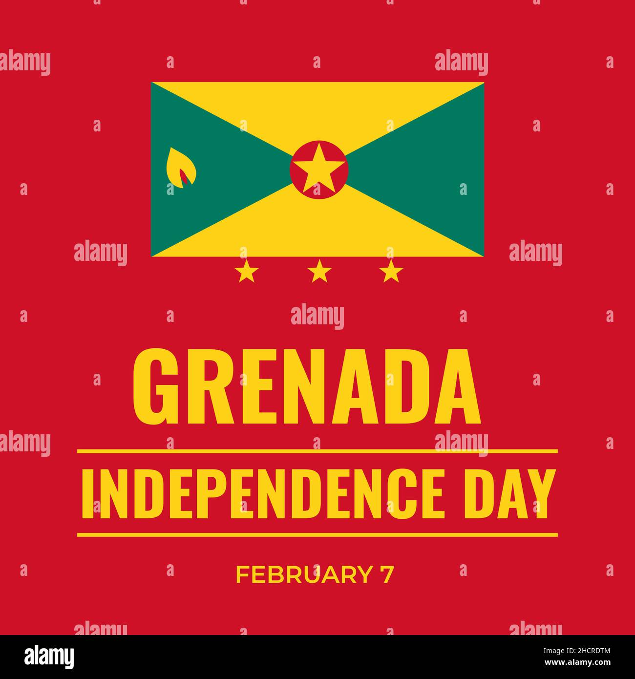 Bannière du jour de l'indépendance de la Grenade.Fête nationale célébrée le  7 février.Modèle vectoriel pour poster typographique, carte de vœux,  prospectus, etc Image Vectorielle Stock - Alamy
