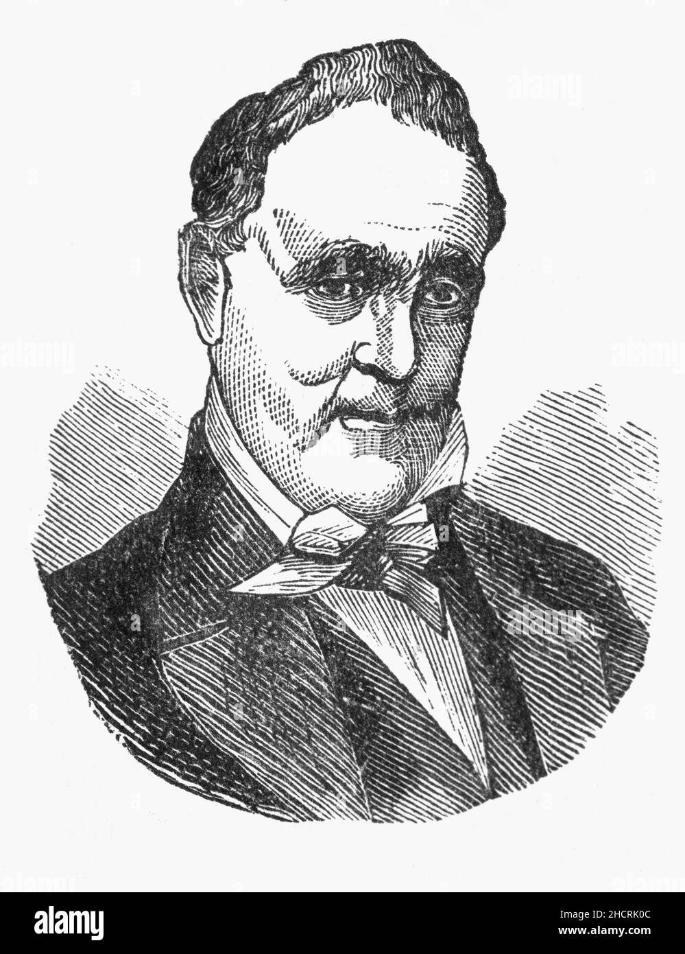 Un 19th portrait de James Buchanan (1791-1868), un avocat et homme politique américain de la fin du siècle 15th, qui a été président des États-Unis de 1857 à 1861.Auparavant, il a été secrétaire d'État de 1845 à 1849 et a représenté la Pennsylvanie dans les deux chambres du Congrès américain.Il a été un défenseur des droits des États, en particulier en ce qui concerne l'institution de l'esclavage, et a minimisé le rôle du gouvernement fédéral dans les dernières années de la nation avant la guerre civile. Banque D'Images