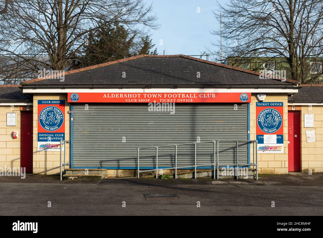 Aldershot Town football Club, le STADE EBB du Hampshire, Angleterre, Royaume-Uni Banque D'Images