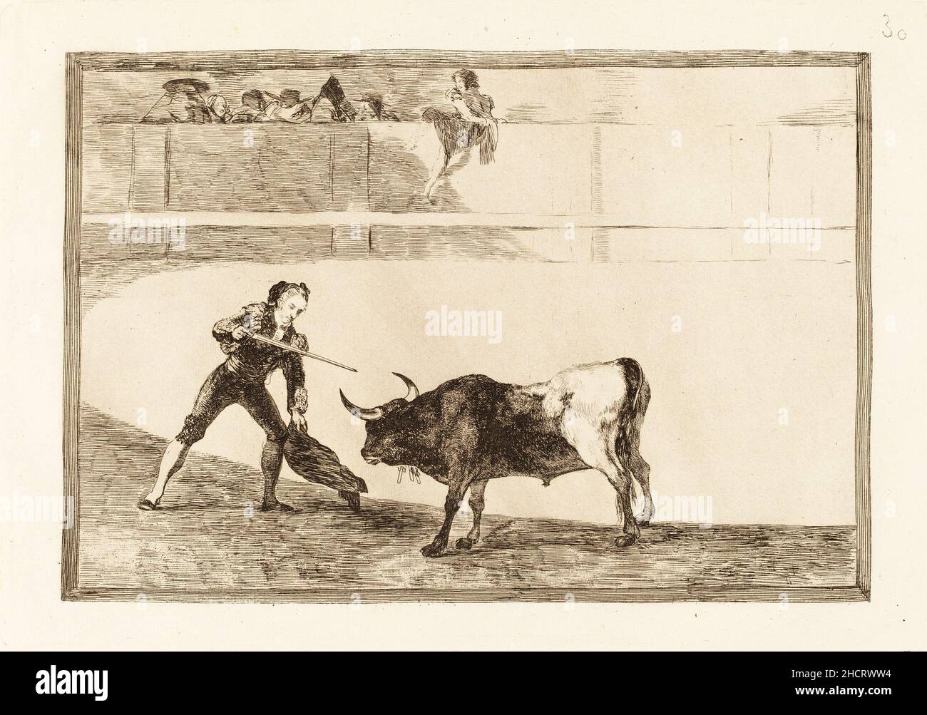 Francisco de Goya, Pedro Romero matado a toro parado (Pedro Romero tuant le taureau interrompu).Il s'agit de l'impression numéro 30 dans une série d'impression 33 sur la corrida. Banque D'Images