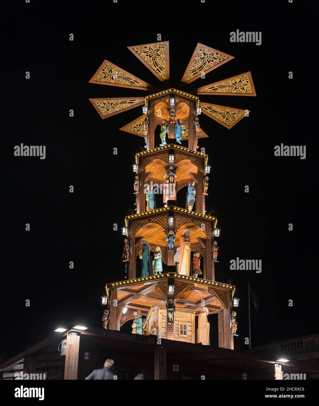 Liverpool Christmas Market Windmill Nativité Display Banque D'Images