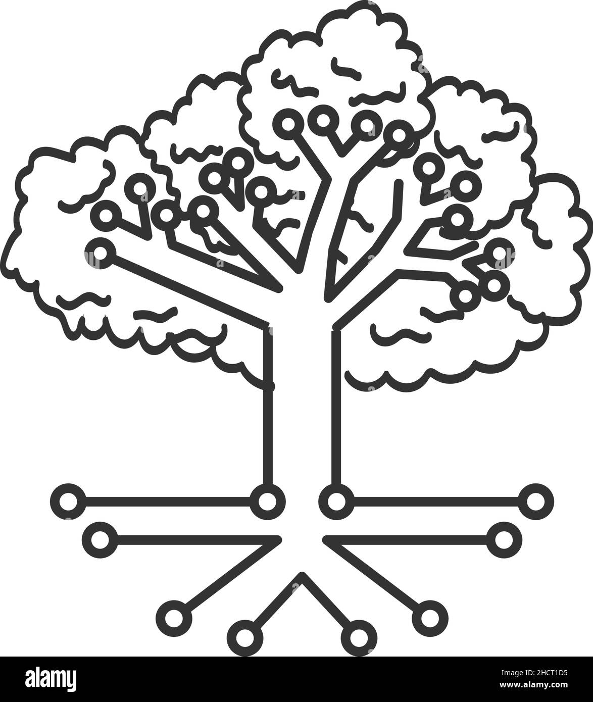 Arbre technique circuit électrique icône numérique Illustration identité de marque Illustration de Vecteur