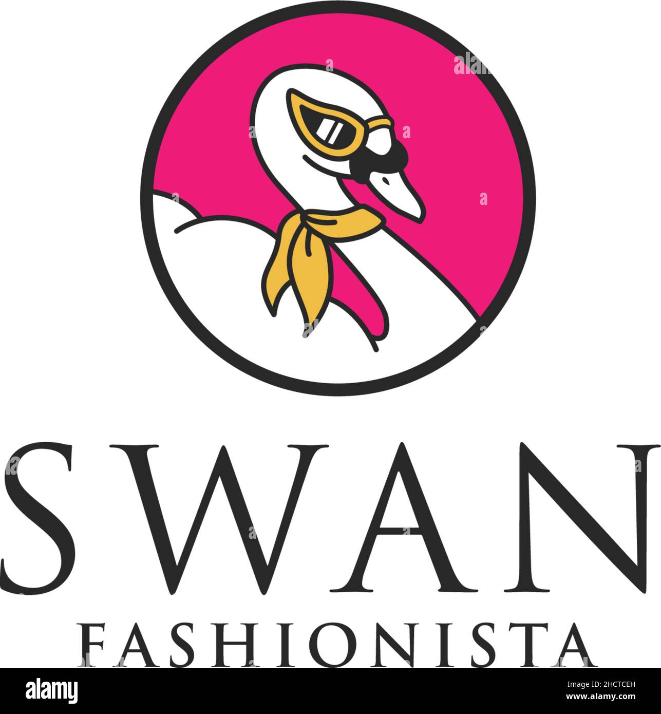 Design moderne et plat et coloré AVEC logo SWAN FASHIONISTA Illustration de Vecteur