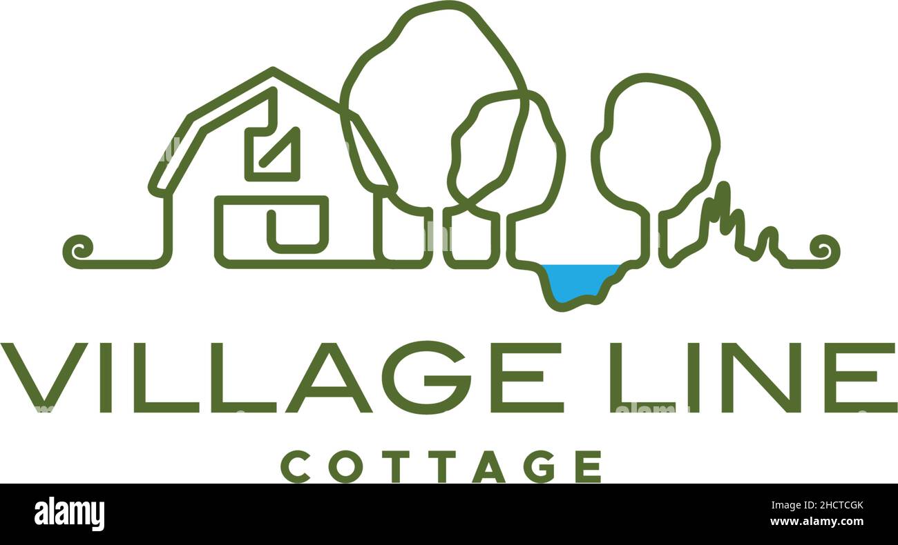 Silhouette moderne VILLAGE LIGNE LOGO COTTAGE Illustration de Vecteur