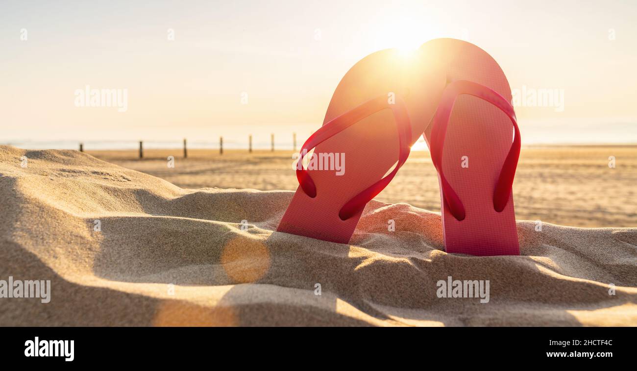 flip-flop sur la plage Banque D'Images