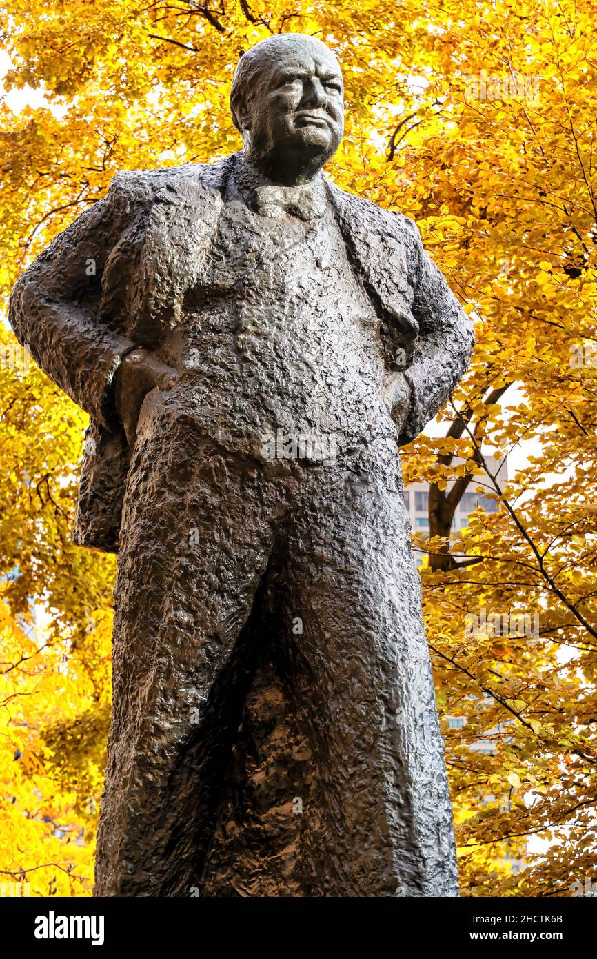 Statue ou sculpture de Winston Churchill, Toronto, Canada Banque D'Images