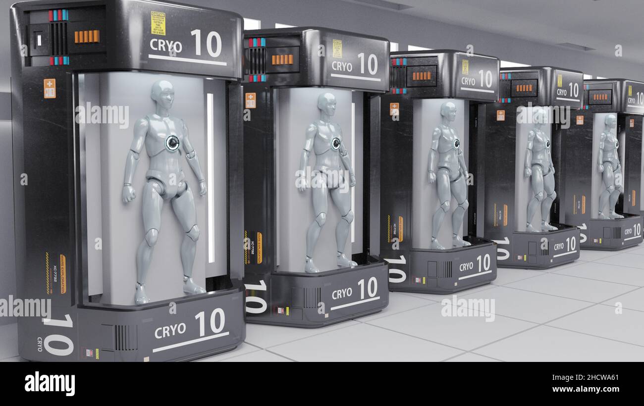 Rendu 3D.Figures humanoïdes et scène sicifi Banque D'Images