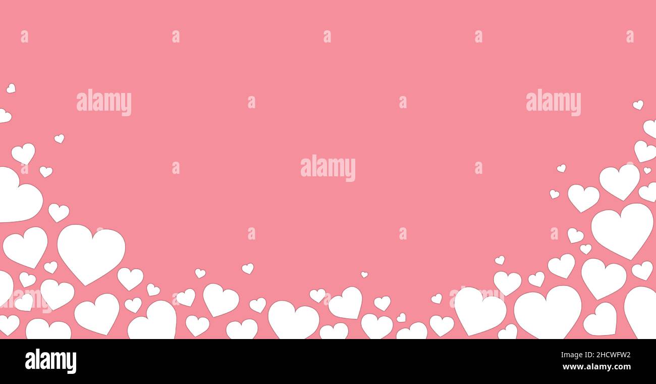 Fond rose à motif panoramique avec de nombreux coeurs blancs avec place sous le texte - illustration vectorielle Illustration de Vecteur