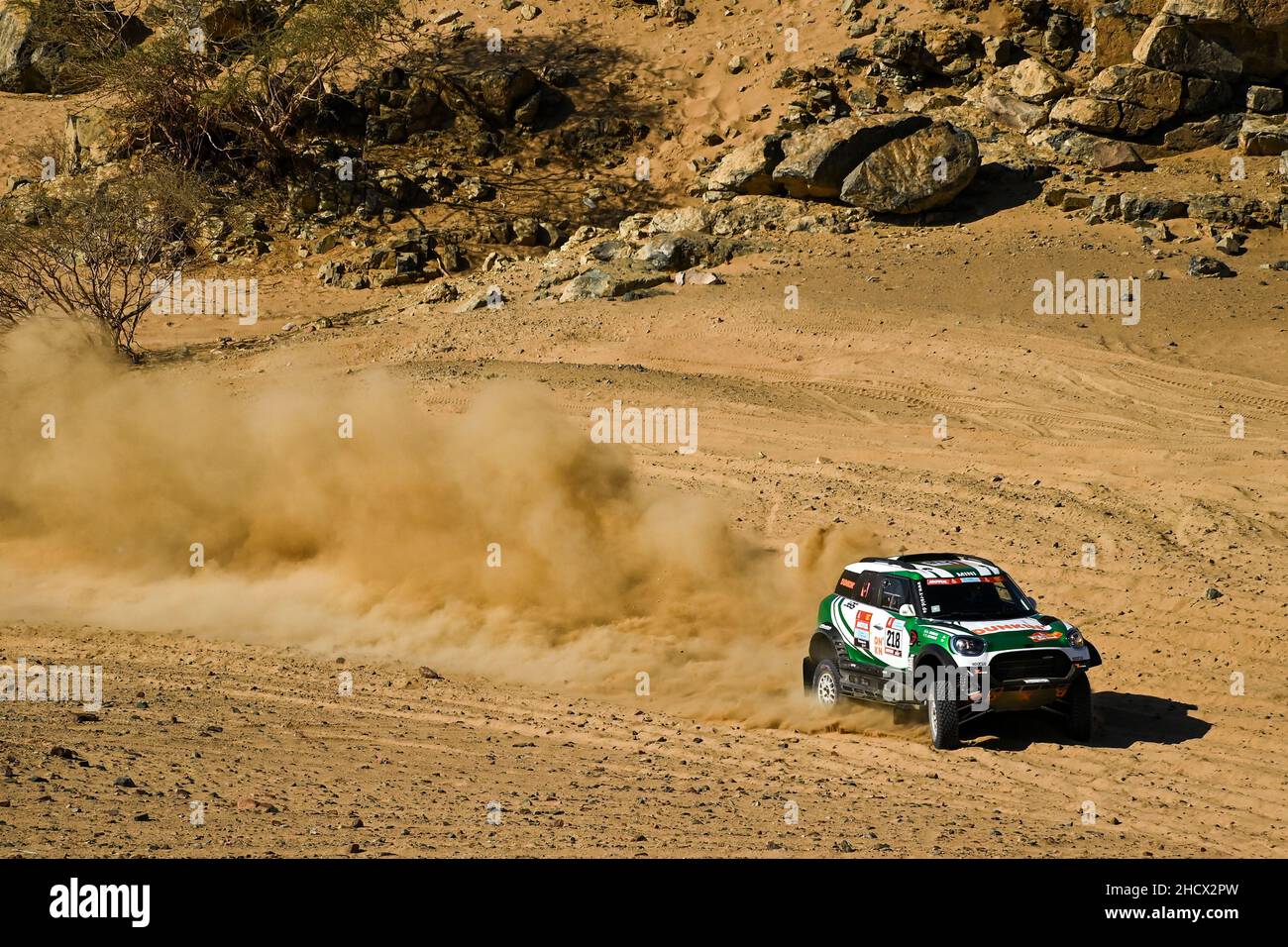 218 Seaidan Yasir (sau), Kuzmich Alexey (rus), YBS-X-RAID, Mini John Cooper Works Rally, Auto FIA T1/T2, action pendant la phase 1A du Dakar Rally 2022 entre Jeddah et Hail, le 1st 2022 janvier à Hail, Arabie Saoudite - photo Eric Vargiolu / DPPI Banque D'Images