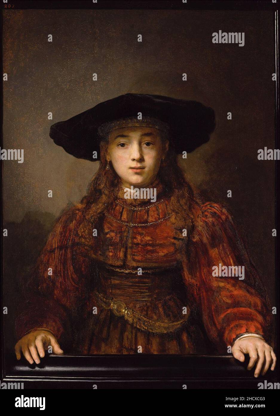 Rembrandt Girl dans un cadre photo. Banque D'Images