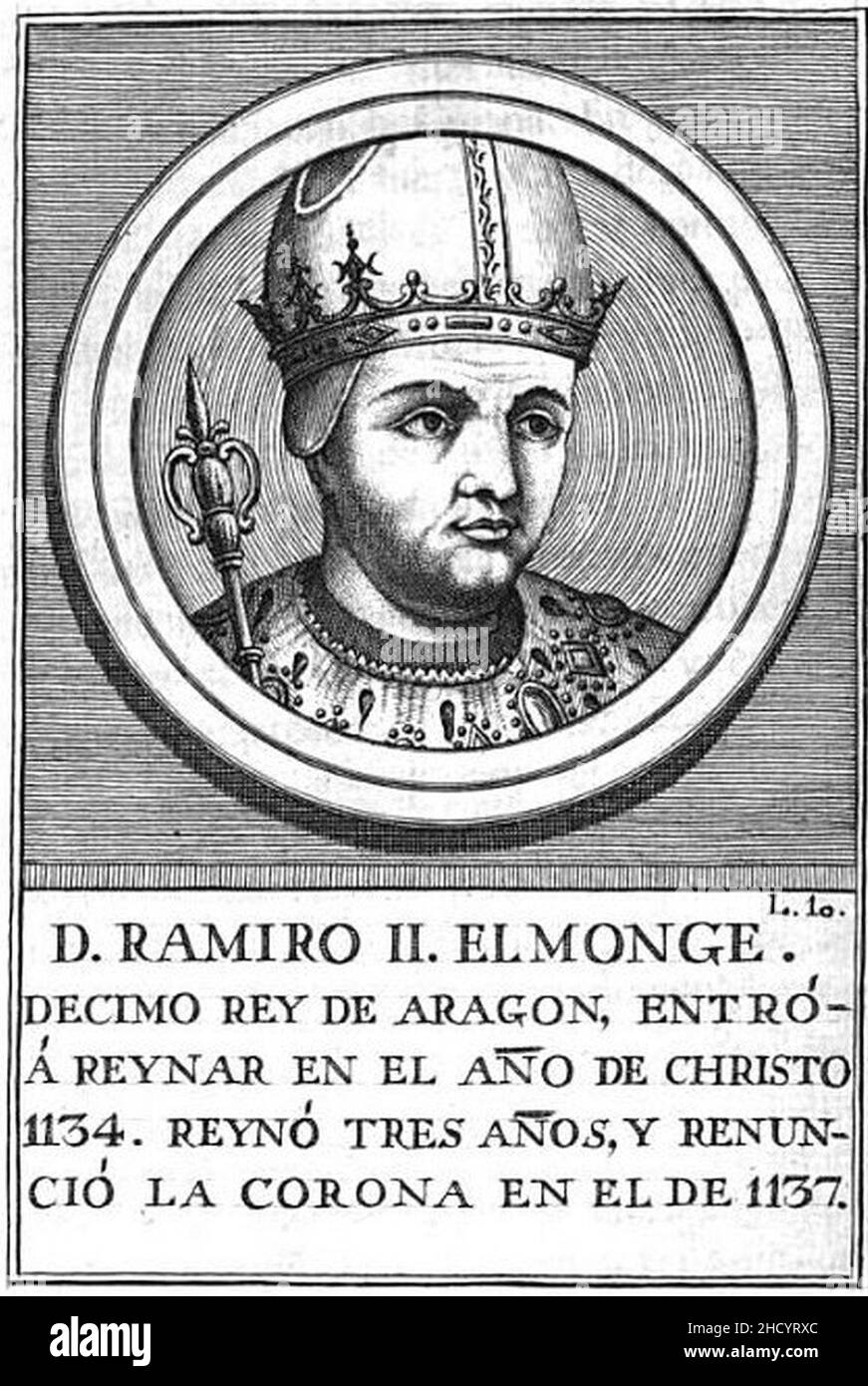 Retrito-104-Rey de Aragón-Ramiro II el Monje. Banque D'Images