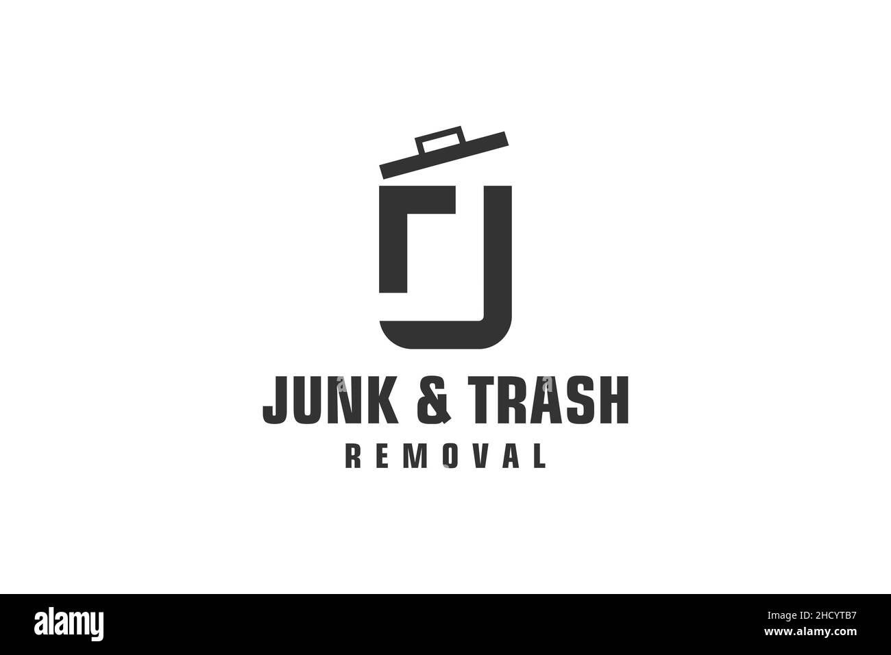 Lettre J pour la conception de logo d'enlèvement de la malbouffe, service d'élimination des ordures écologique, conception minimaliste simple. Illustration de Vecteur