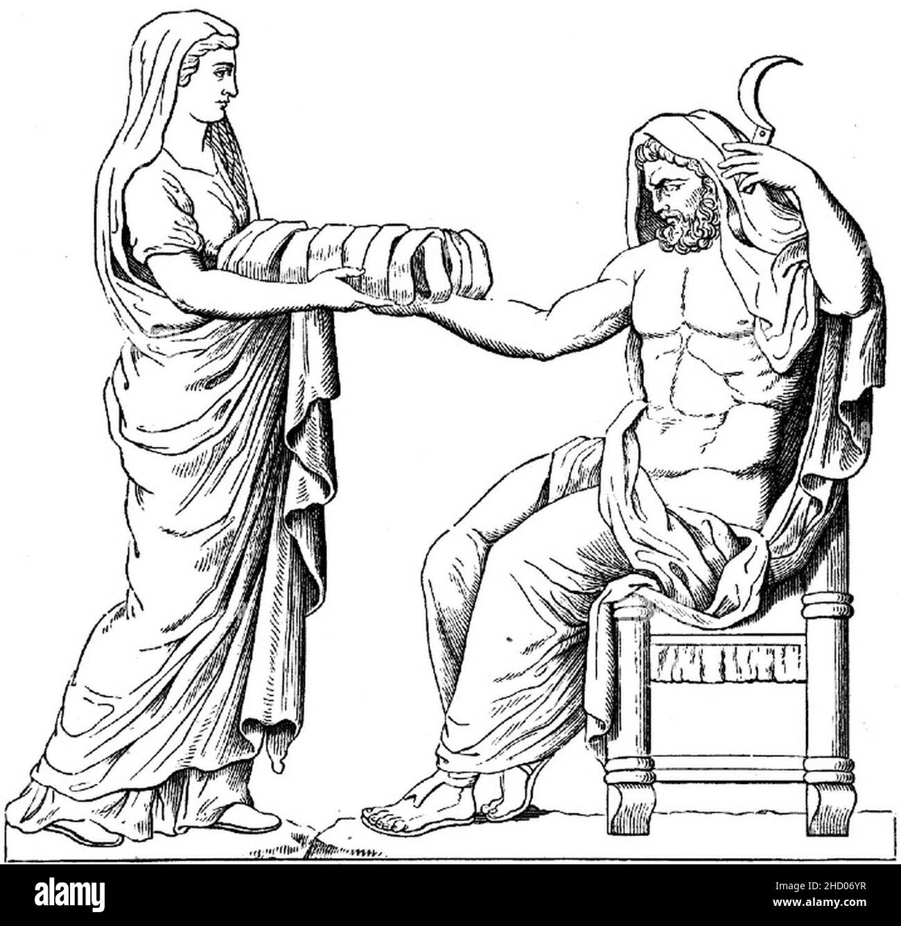 Rhéa present une pierre emmaillée à Cronos dessin du bas-relief d'un autre  romain Photo Stock - Alamy