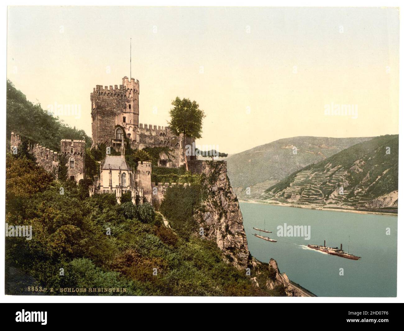 Château de Rheinstein, le Rhin, Allemagne- Banque D'Images