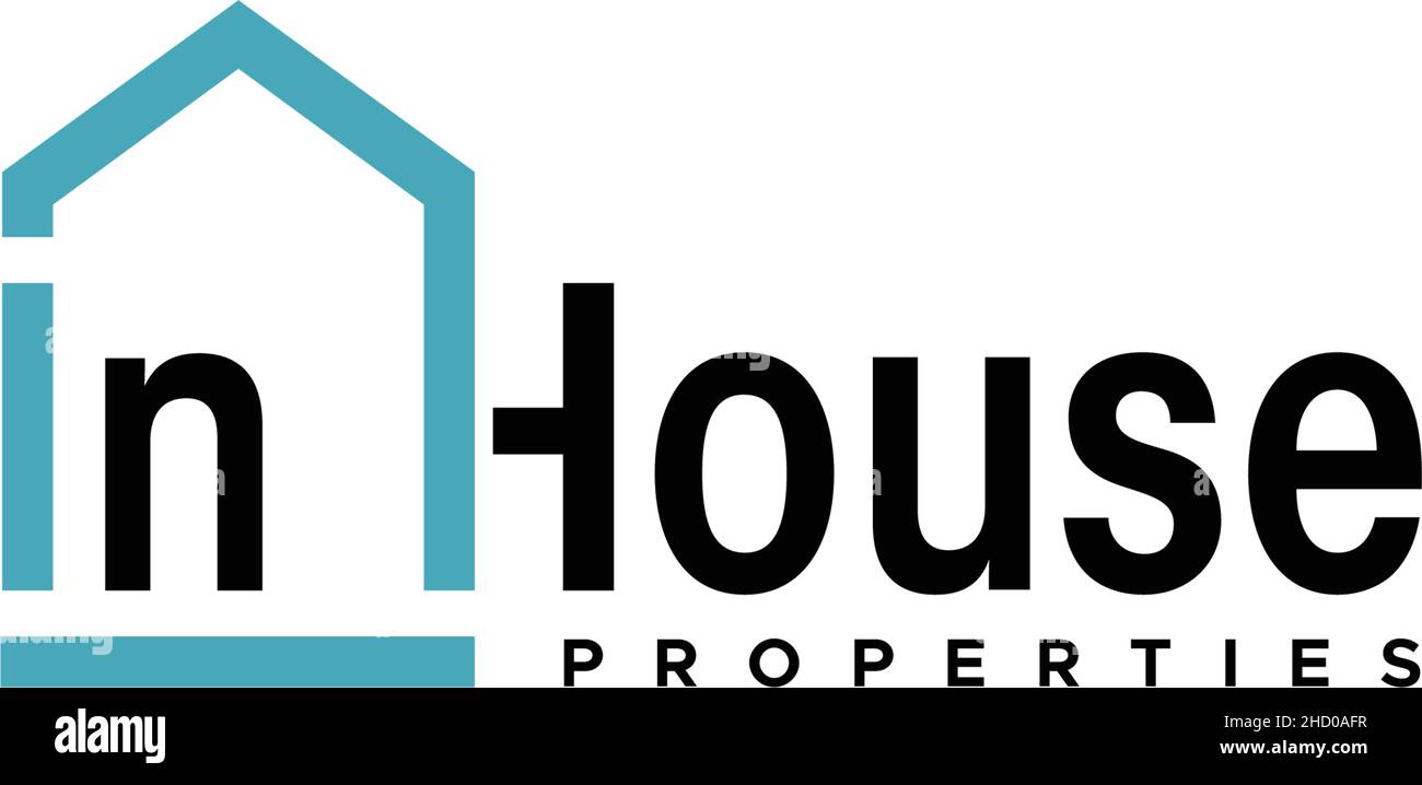 Marque de lettre plate DANS LES PROPRIÉTÉS DE LA MAISON logo design Illustration de Vecteur