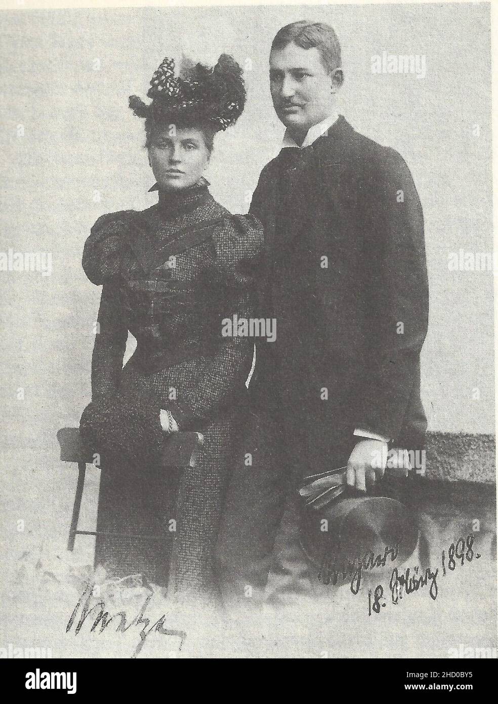 Richard Emil zu Dohna-Schlobitten und Marie-Mathilde Prinzessin zu Solms-Hohensolms-Lich am 18.März 1898. Banque D'Images