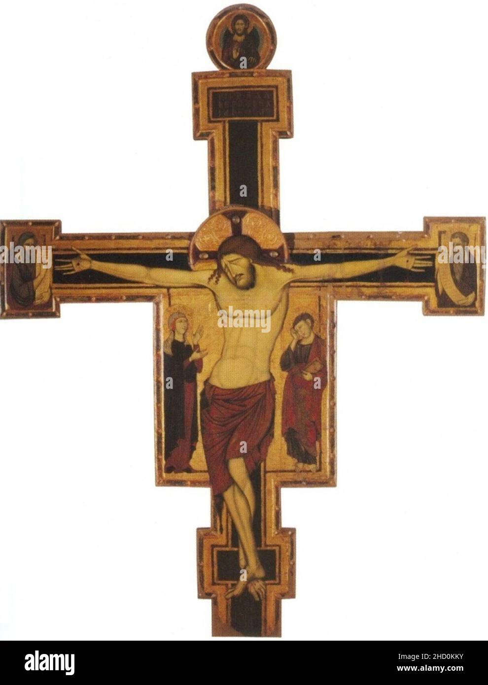Rinaldo da Sienne.Crucifix avec les bourdonneurs, les prophètes Ésaïe et Jérémie et Christ donnant sa Bénédiction. c.1270-80 Pinacoteca de San Gimignano. Banque D'Images