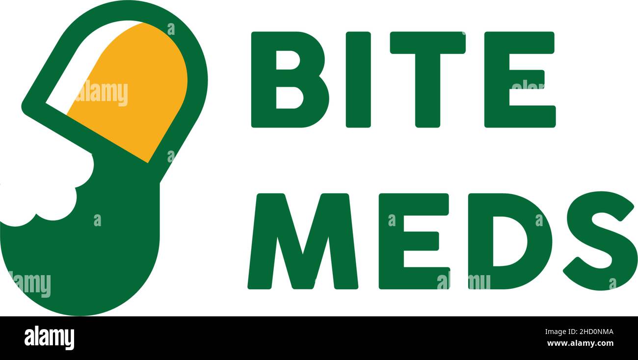 Design moderne EN FORME DE BITE MEDS logo vert sain Illustration de Vecteur