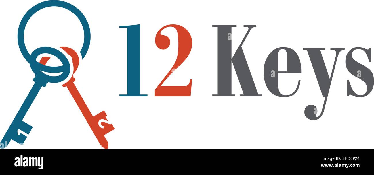 Design moderne et coloré avec logo clé à 12 clés Illustration de Vecteur