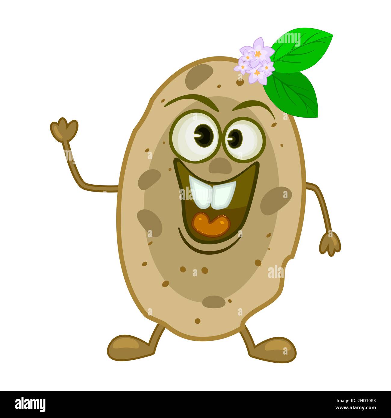 Pomme de terre drôle souriante isolée sur fond blanc.Joli légume de caractère heureux.Mascotte visage de pomme de terre sourire.Patates dessin animé kawaii personnage.Vecteur Illustration de Vecteur