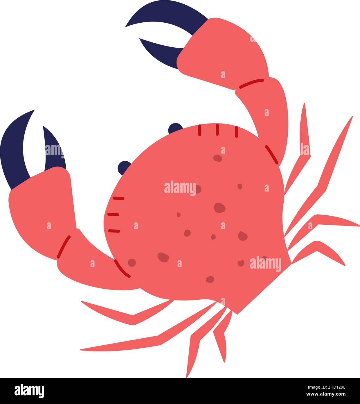 Dessin animé de crabe avec larges griffes sur blanc Illustration de Vecteur