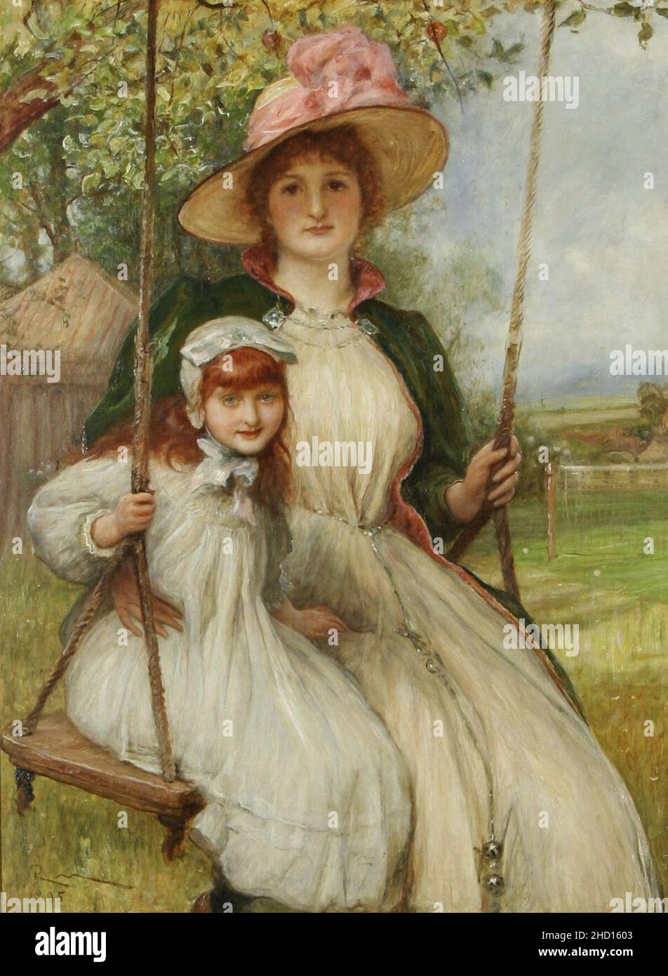 Robert Walker Mac Beth - mère et fille sur une balançoire (Happy Times), 1895. Banque D'Images