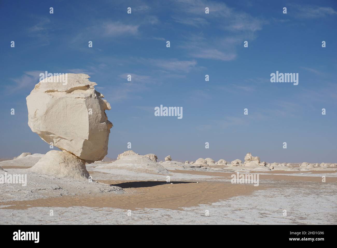 Formation de roche en forme de tête dans le désert blanc, Egypte Banque D'Images